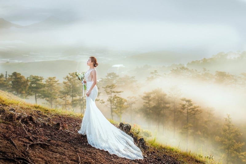 Bride with Whimsical Veil
